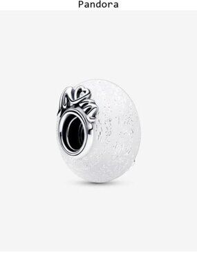 Pandora Glittery White Murano Glass Mom & Love Charm
